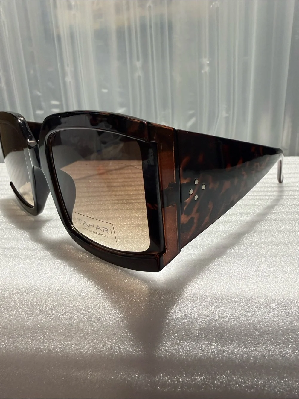 Tahari TH810 Dark Tortoise Oversized Square Sunglasses  UNISEX-NEW